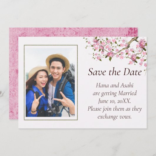 Japans Blossom Wedding Save The Date Kaart (Voorkant / Achterkant)