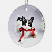 Japans Bobtail Cat Black White Holiday Ornament (Links)
