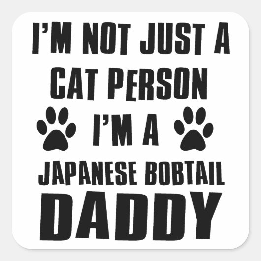 Japans Bobtail kat Design Vierkante Sticker (Voorkant)