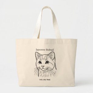 Japans bobtail portret grote tote bag