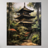 Japans boeddhistische tempel kunst print Poster (Voorkant)