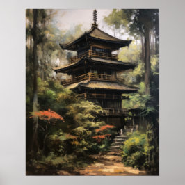 Japans boeddhistische tempel kunst print Poster