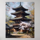 Japans boeddhistische tempel kunst print Poster (Voorkant)