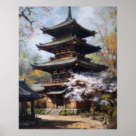 Japans boeddhistische tempel kunst print Poster