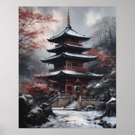 Japans boeddhistische tempel kunst print Poster