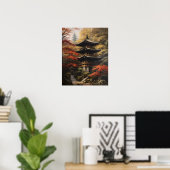Japans boeddhistische tempel kunst print Poster (Thuiskantoor)