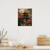 Japans boeddhistische tempel kunst print Poster (Keuken)
