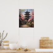 Japans boeddhistische tempel kunst print Poster (Keuken)
