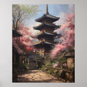 Japans boeddhistische tempel kunst print Poster (Voorkant)