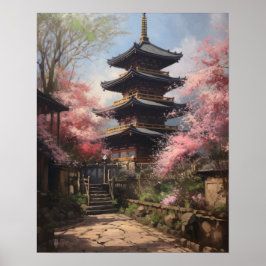 Japans boeddhistische tempel kunst print Poster
