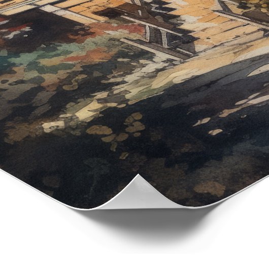 Japans boeddhistische tempel kunst print Poster (Hoek)