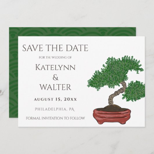 Japans Bonsai Boom Bruiloft Save the Date Bedankkaart (Voorkant / Achterkant)