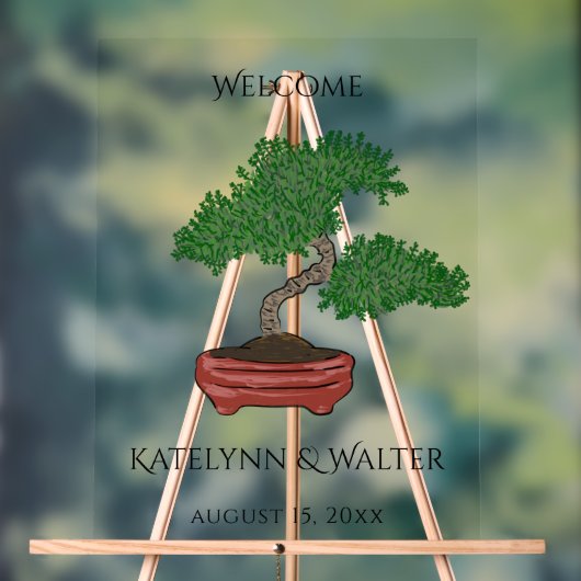 Japans Bonsai Boom Bruiloft Welkom Acryl Bord (Neutraal)