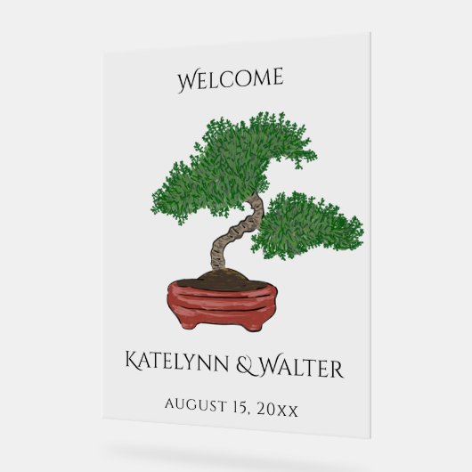 Japans Bonsai Boom Bruiloft Welkom Acryl Bord (Hoek)