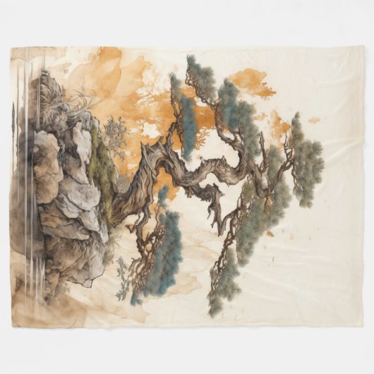  japans bonsai tree fleece deken (Voorkant (Horizontaal))