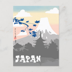 Japans Briefkaart met de Pagode en de berg Fuji