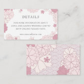 Japans bruiloft roze Floral Azial Informatiekaartje (Voorkant / Achterkant)