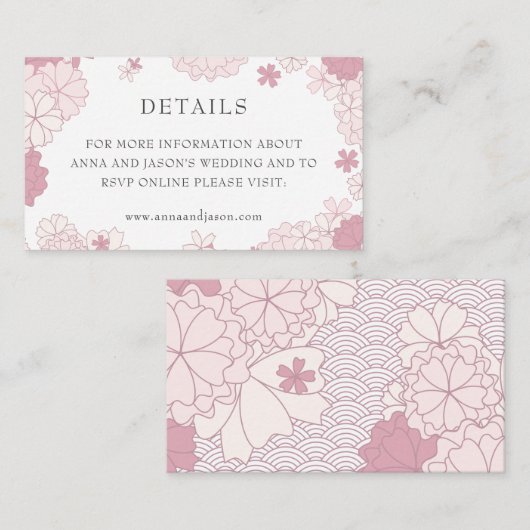 Japans bruiloft roze Floral Azial Informatiekaartje (Voorkant / Achterkant)