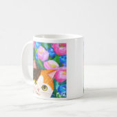 Japans Calico Kat met Bloemen Kattenliefhebber Koffiemok (Voorkant links)