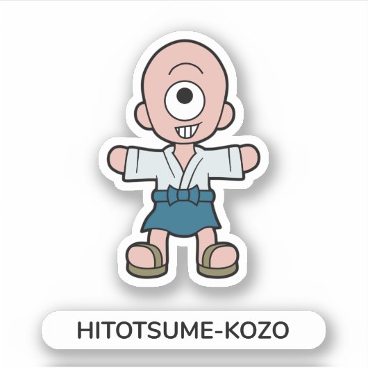 Japans Cartoon Eenogig Yokai Hitotsume-kozo Sticker (Voorkant)