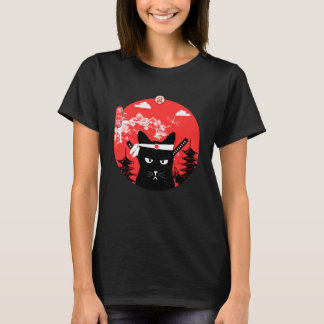  Japans Cat Design Ninja Art Style T-shirt