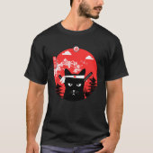  Japans Cat Design Ninja Art Style T-shirt (Voorkant)