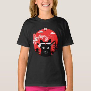  Japans Cat Design Ninja Art Style T-shirt