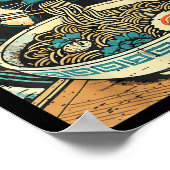 Japans Cat Ramen Great Wave  Art Food Mannen Poster (Hoek)