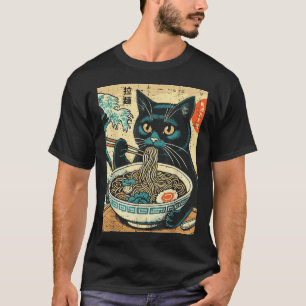 Japans Cat Ramen Great Wave Art Food Mannen T-shirt
