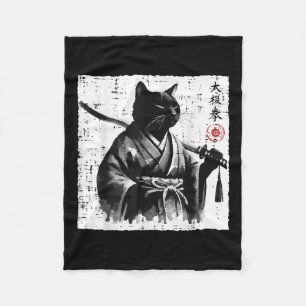 Japans Cat Samurai Tai Chi Ninja Art Mannen Boys K Fleece Deken