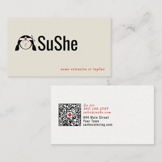 Japans chef-logo | QR-code Visitekaartje (Voorkant / Achterkant)