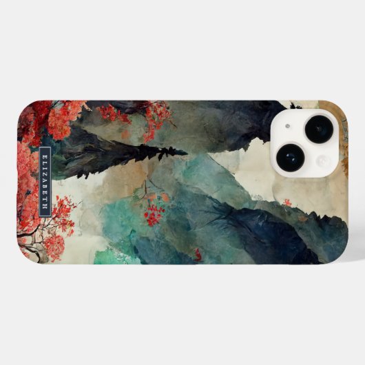 Japans Cherry Blossom Mountain Forest Monogram Case-Mate iPhone Case (Achterkant (horizontaal))