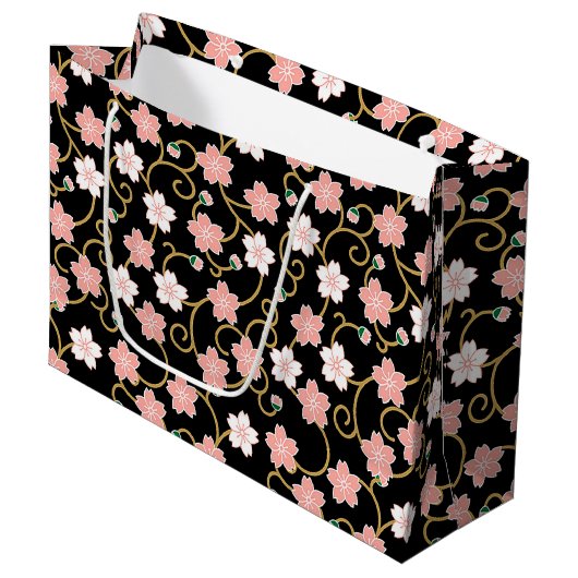 Japans Cherry Blossom Pattern Groot Cadeauzakje (Voorkant Gekanteld)