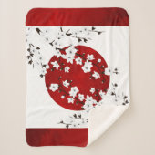 Japans Cherry Blossom Red White Sherpa Deken (Voorkant)