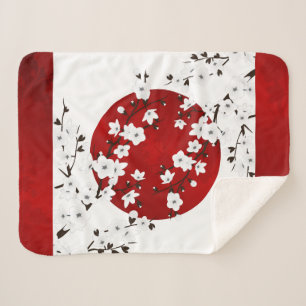 Japans Cherry Blossom Red White Sherpa Deken