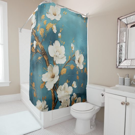 Japans Cherry Blossoms Waterverf Douchegordijn (In situ)