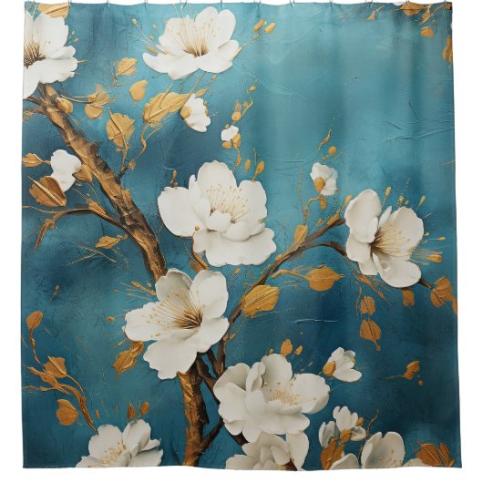 Japans Cherry Blossoms Waterverf Douchegordijn (Voorkant)