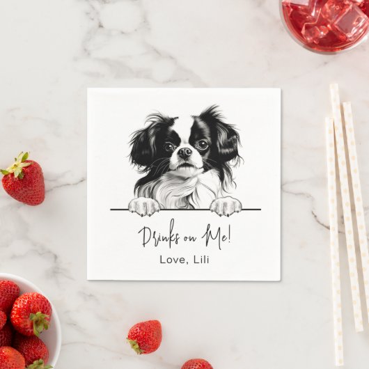 Japans Chin Dog Gepersonaliseerde Drinken Op Mij Servet (Insitu)