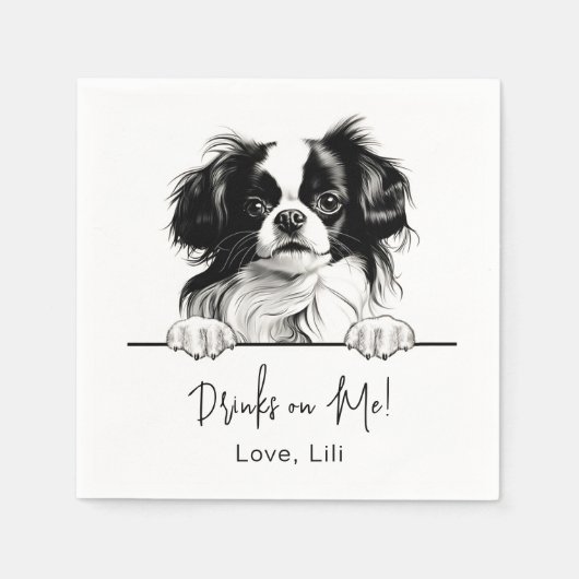 Japans Chin Dog Gepersonaliseerde Drinken Op Mij Servet (Voorkant)
