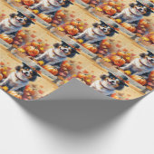 Japans chin in de herfst verlaat Thanksgiving kuns Cadeaupapier (Hoek)