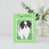 Japans Chin Puppy Painting - Oorspronkelijke honde Briefkaart (Staand voorkant)