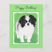 Japans Chin Puppy Painting - Oorspronkelijke honde Briefkaart (Voorkant)
