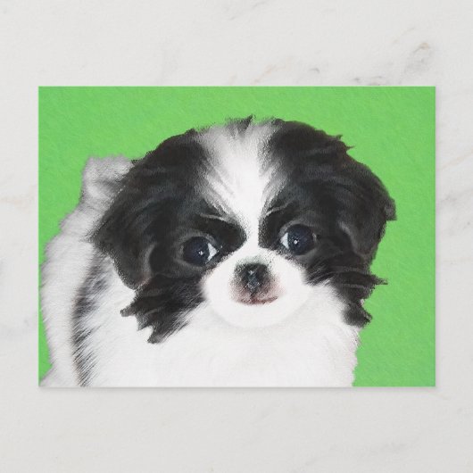 Japans Chin Puppy Painting - Oorspronkelijke honde Briefkaart (Voorkant)
