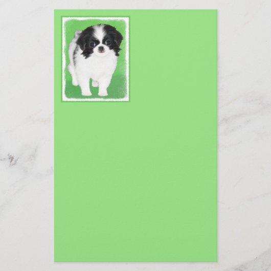 Japans Chin Puppy Painting - Oorspronkelijke honde Briefpapier (Voorkant)