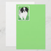 Japans Chin Puppy Painting - Oorspronkelijke honde Briefpapier (Voorkant / Achterkant)