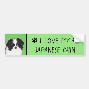 Japans Chin Puppy Painting - Oorspronkelijke honde Bumpersticker