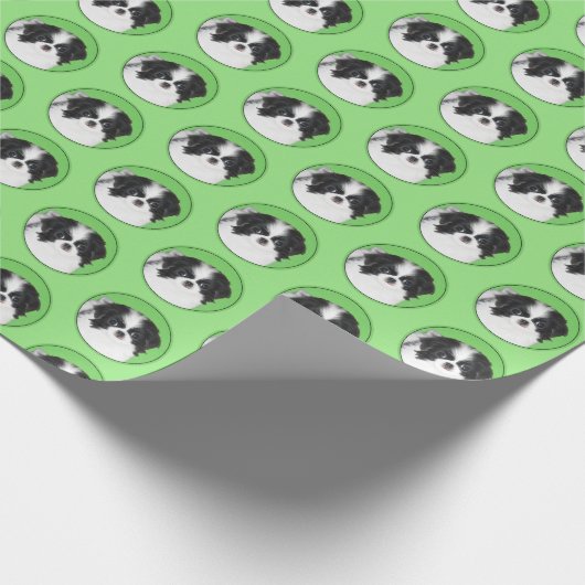 Japans Chin Puppy Painting - Oorspronkelijke honde Cadeaupapier (Hoek)