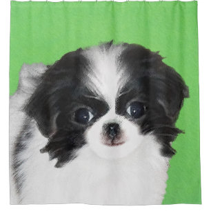 Japans Chin Puppy Painting - Oorspronkelijke honde Douchegordijn