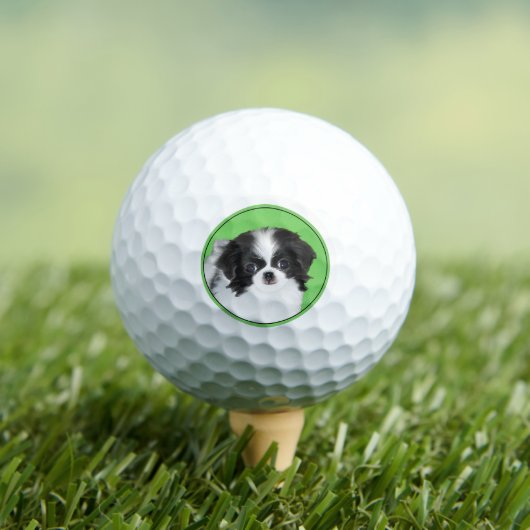 Japans Chin Puppy Painting - Oorspronkelijke honde Golfballen (Insitu Shirt)