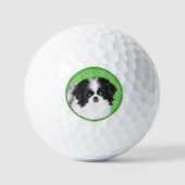 Japans Chin Puppy Painting - Oorspronkelijke honde Golfballen (Voorkant)